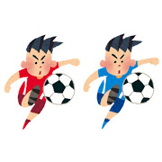 サッカー選手のイラスト「赤ユニフォーム・青ユニフォーム」