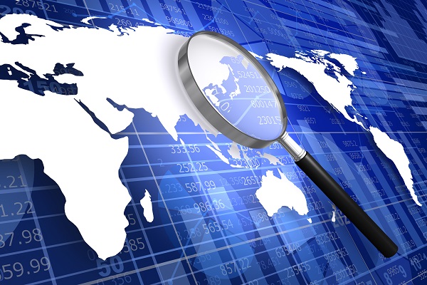 世界地図とビジネス資料をルーペで検索