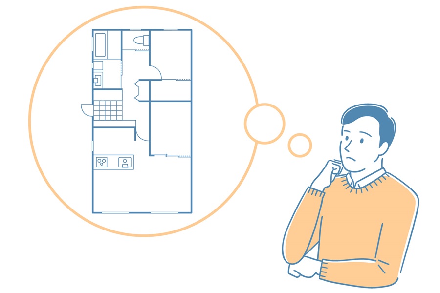 間取り図と男性