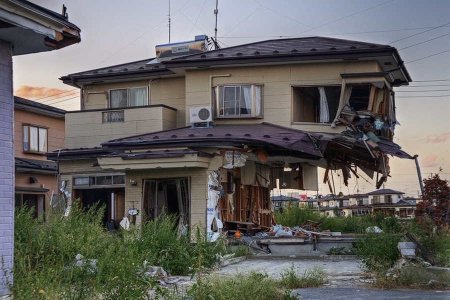 津波の被害を受けた住宅