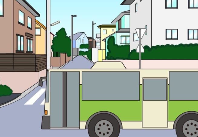 バスと住宅
